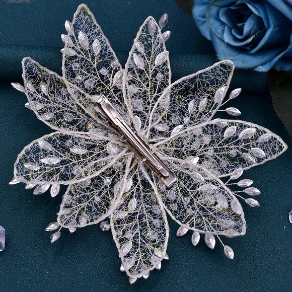 ⛄️⛄️Bridal inlaid rhinestone headdress hairpin/wedding flower shape - Picture 5 of 6